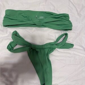 Green Knot-Front Bikini Set